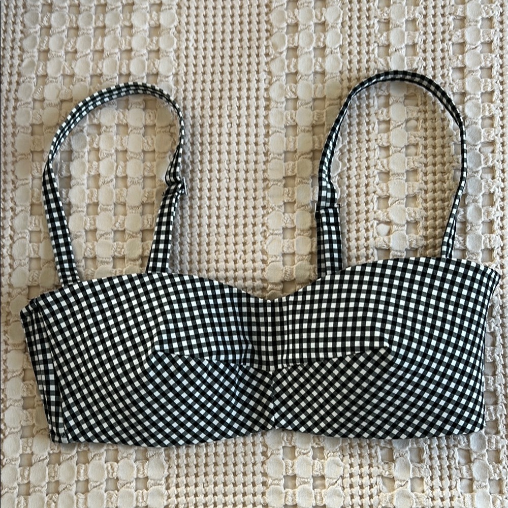 Pale Gingham Bikini Top